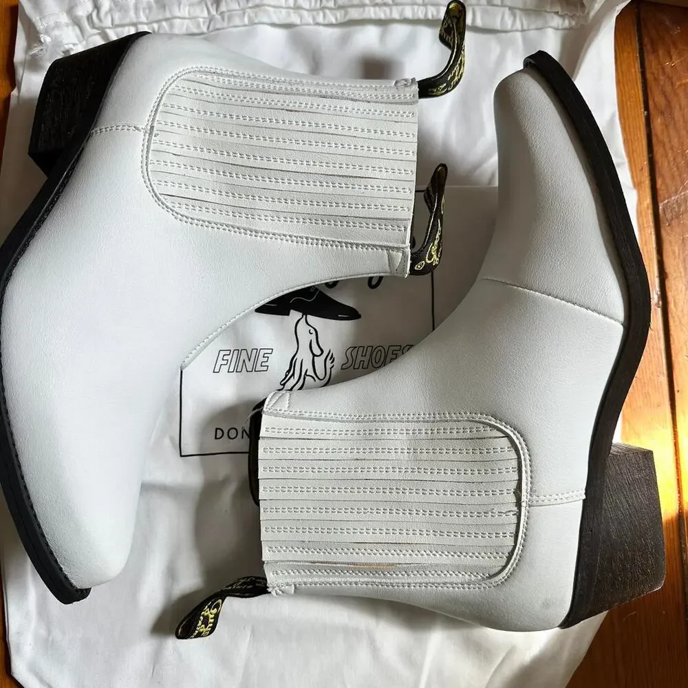 Good Guys Dont Wear Leather White Chelsea Cowboy Boots